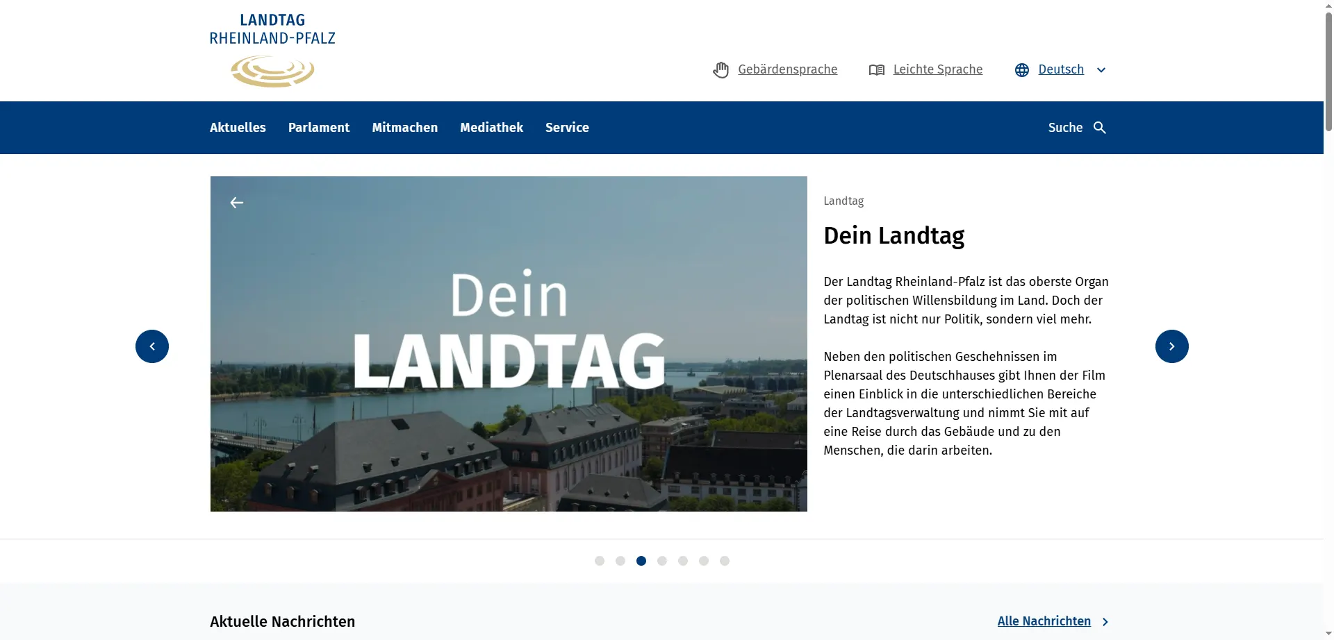 Startseite des Landtag Rheinland-Pfalz