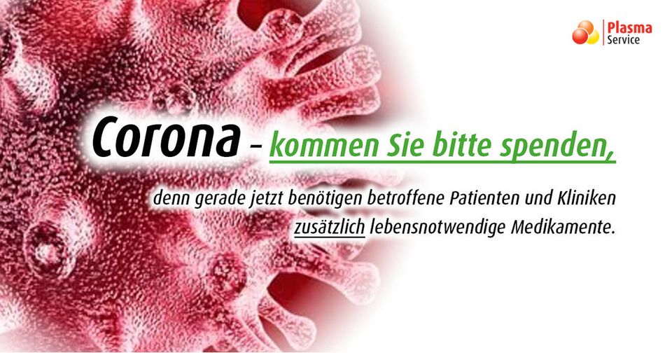 PlasmaService sucht geheilte Corona-Patienten